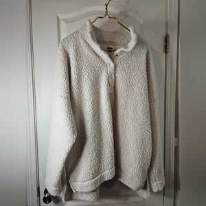 Aerie Sherpa Fleece Quater Button up sweater